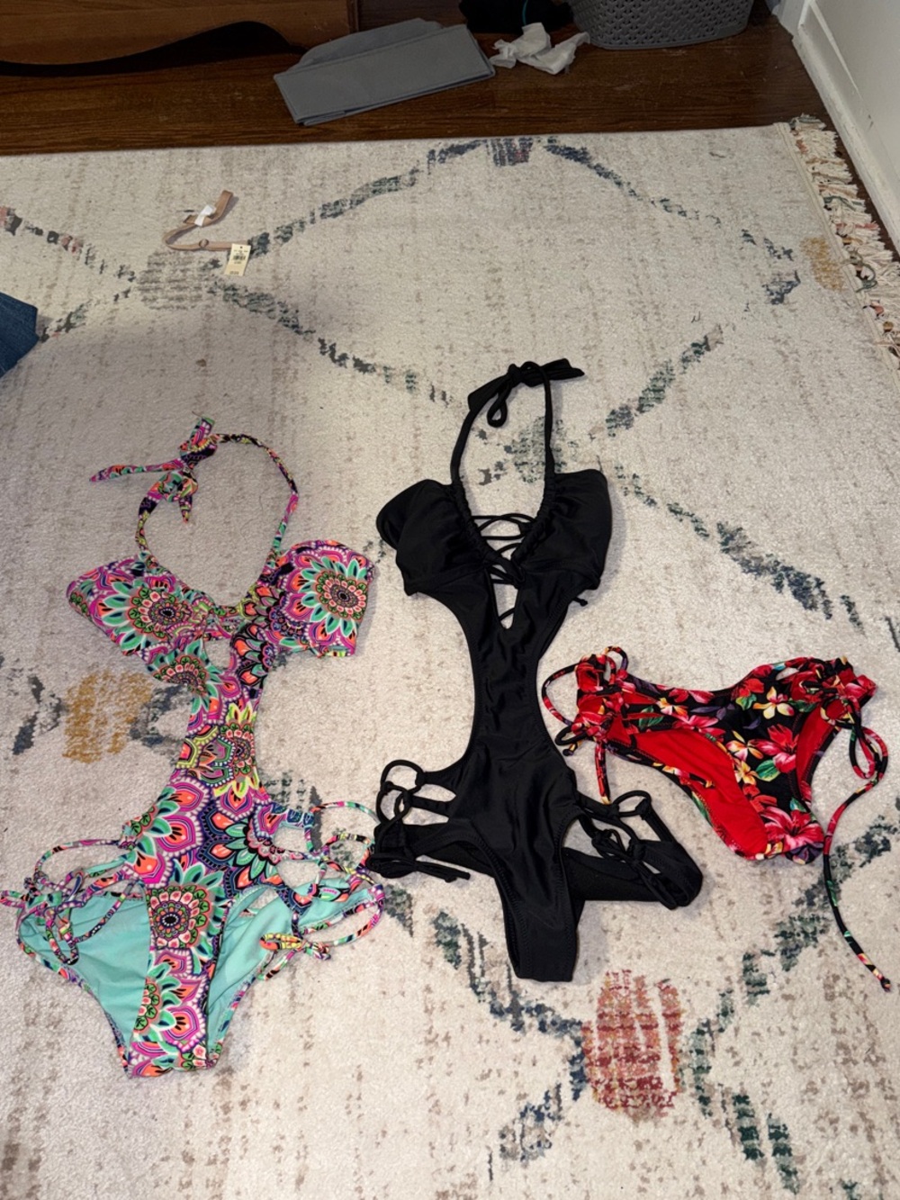 3- Forever Young Swim Suit Pieces- 2 - One-Piece Swimsuits and 1 swim bottom